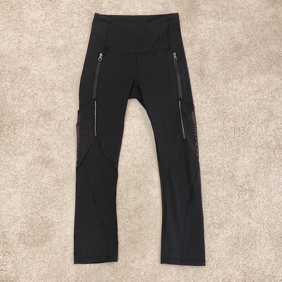 Lululemon High Rise Mesh Crop Black Leggings - Picture 2 of 16
